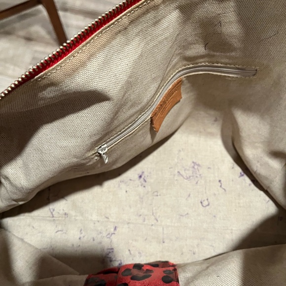 Used Maurizio Taiuti Stylish Red Leopard Print Leather Handbag - Picture 5 of 12